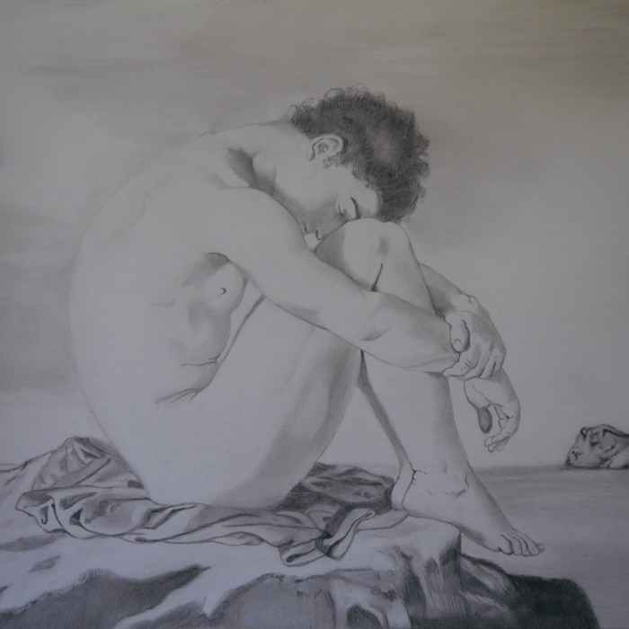 Jeune homme nu assis au bord de la mer, after Hippolyte Flandrin