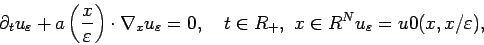 \begin{displaymath}\begin{split}
&\partial_t
u_{\varepsilon}+a\left(\frac{x}{\va...
...bb{R}^N\\
&u_{\varepsilon}=u0(x,x/\varepsilon),\\
\end{split}\end{displaymath}